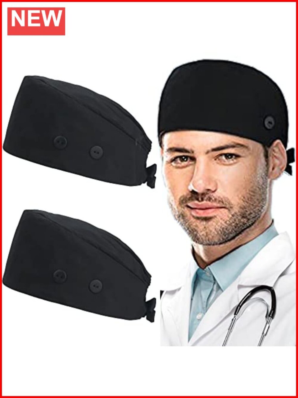 Adjustable Working Cap with Buttons and Sweatband, One Size